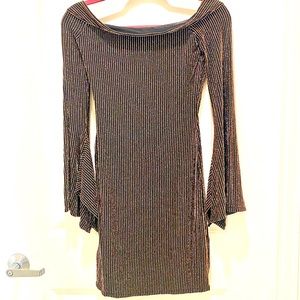 BCBG Metallic Off-The-Shoulder Ellena Dress